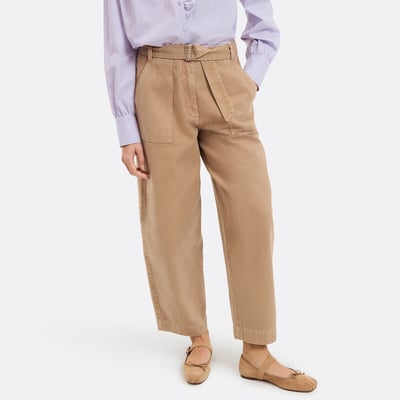 Wide Leg Belted Barrel Trousers LA REDOUTE COLLECTIONS