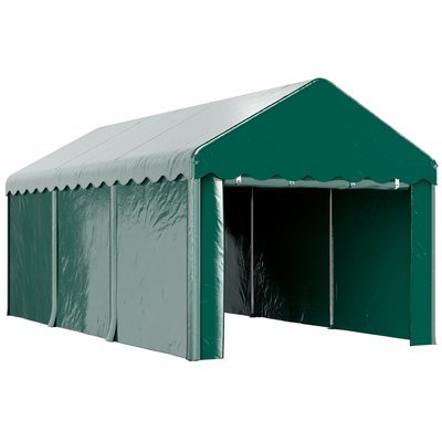 Carport tente de garage 3 x 6 m abri voiture exterieur avec 2 portes enroulables PE vert OUTSUNNY