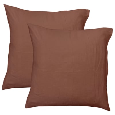Set de 2 taies d'oreiller unies en coton, GAZE DE COTON MATT ET ROSE