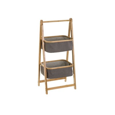 Étagère de rangement pour salle de bain bambou et paniers gris WADIGA