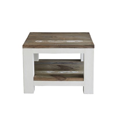 Table de chevet en bois recyclé massif double plateau  HONFLEUR BERAH GETAH