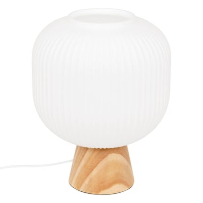 Lampe à poser verre cannelé et bois TRAVIS ATMOSPHERA