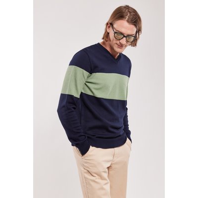 Pull bicolore - coton et acrylique GUY DE BERAC