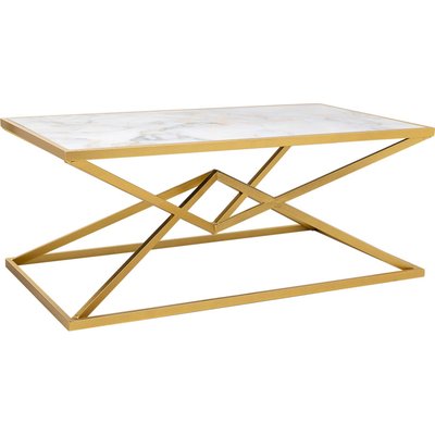 Table basse rectangulaire dorée design métal et effet marbre RECOLLECTION