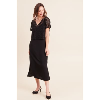 Robe longue évasée 2 en 1 col rond BREAL