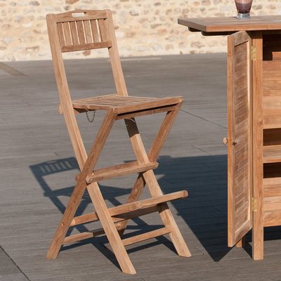 Chaise de bar de jardin pliante en bois de teck massif SUMMER PIER IMPORT