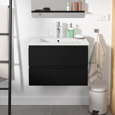 Ensemble simple vasque 60cm avec plan céramique et robinet chromé SORRENTO MOB IN
