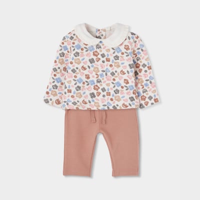 Ensemble maille bébé fille imprimé fleurs BOBOLI
