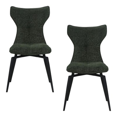 Chaise verte pivotante en velours avec passepoil (lot de 2) LOMBARDIE PIER IMPORT