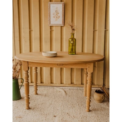 Table à manger ovale en bois Romy N°1551 - Bon état DEBONGOUT