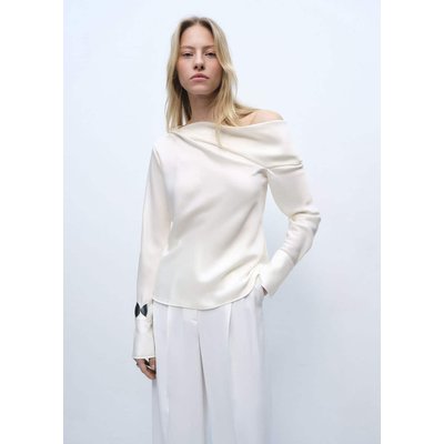 Blouse satin col bénitier MANGO