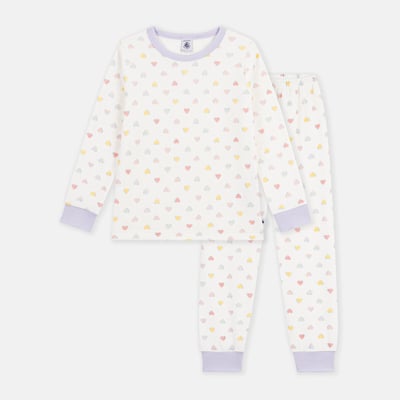 Pyjama en velours, imprimé coeurs PETIT BATEAU