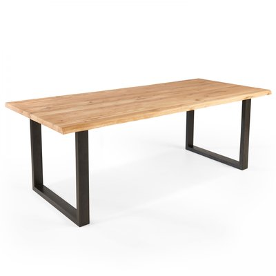 Table en bois avec bords irréguliers et piètement en U, INGA OVIALA