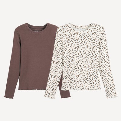 Lot de 2 T-shirts manches longues en côtes LA REDOUTE COLLECTIONS