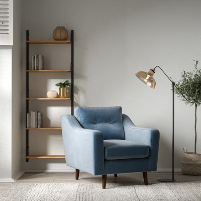 Rosa Curve Buttoned Velvet Armchair with Dark Wood Legs SO'HOME