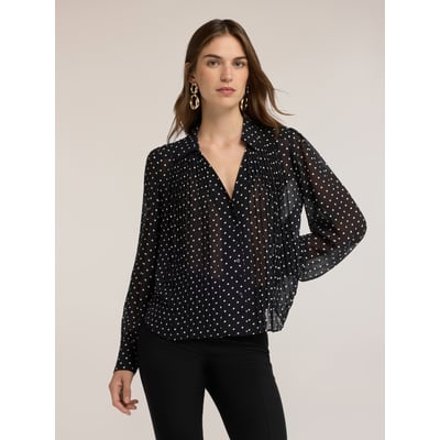 Chemise à pois avec plissé MOTIVI