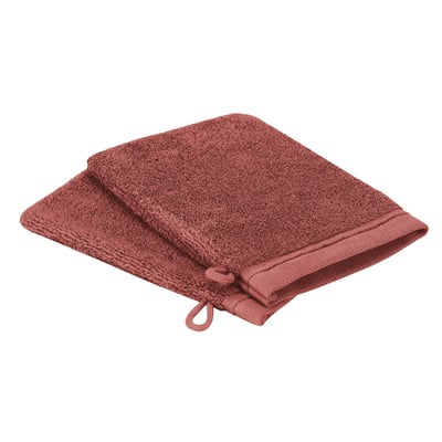 Lot de 2 gants de toilette en coton bio, DOUCEUR NATURE BLANC CERISE