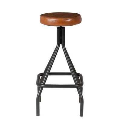Tabouret de bar en cuir de chèvre et métal marron Montecristo ZAGO