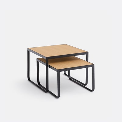 Set of 2 Bahi Oak Veneer and Steel Nesting Coffee Tables LA REDOUTE INTERIEURS