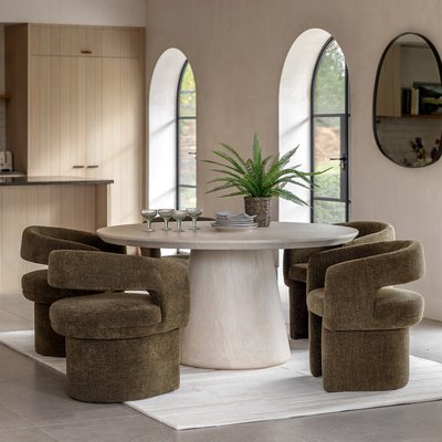 Pellan Round Travertine Finish Dining Table (Seats 4) SO'HOME
