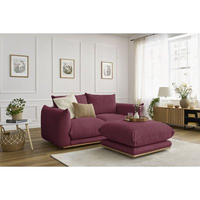 Canapé droit fixe 3 places en tissu avec pouf, ERNEST BOBOCHIC