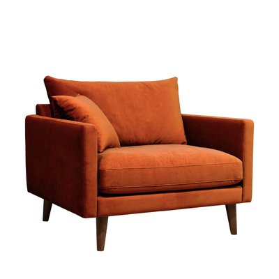 Fauteuil XL en velours pieds bois foncé - VILLABON DRAWER