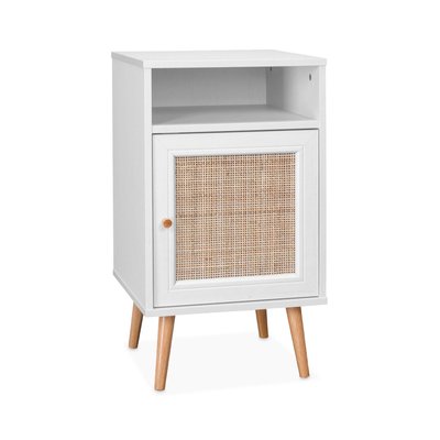 Table de chevet scandinave en cannage 1 porte BOHÈME SWEEEK