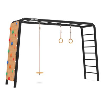 Aire de jeux Playbase Large avec balançoire soucoupe, anneaux de gymnastique et mur d'escalade BERG TOYS