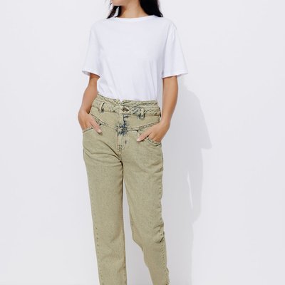 Jean mom beige taille haute La Redoute