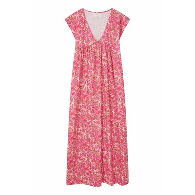 Robe longue col V, imprimé floral, KALABERO DES PETITS HAUTS
