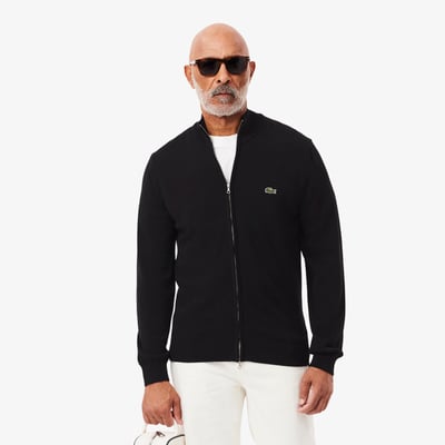 Pull zippé coton uni col montant LACOSTE