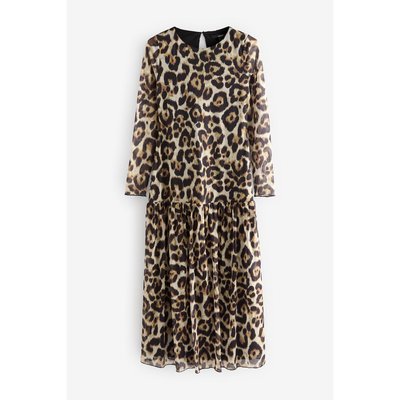 Robe longue taille basse à manches en tulle NEXT