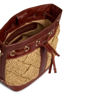 Sac seau en cuir et raphia LUCIEN Maison 123