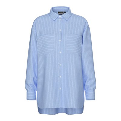 Camisa larga às riscas finas PIECES