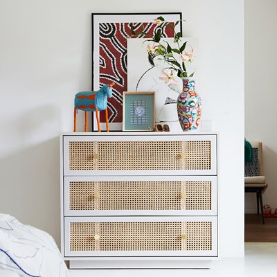 Paola Pine & Rattan Chest of 3 Drawers LA REDOUTE INTERIEURS