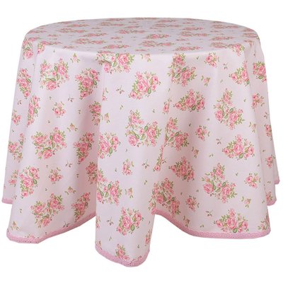Nappe ronde 100% coton motif fleuri roses 170cm WADIGA