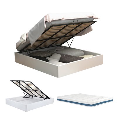 Lit coffre avec sommier relevable avec matelas h17cm,MAJESTY01MAT MEUBLES COSY