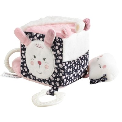 Cube d'activités motif fleuri en velours SAUTHON