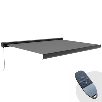 Store banne électrique + Led avec coffre intégral 3,95 x 3 m, HELIOS OVIALA