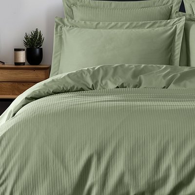 Housse de couette rayée réversible satin de coton VERSAILLES SENSEI MAISON