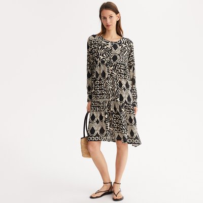 Robe évasée, imprimé floral abstrait, mi-longue ANNE WEYBURN