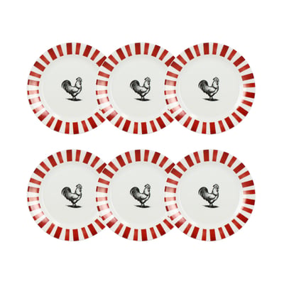 Lot de 6 assiettes à dessert en porcelaine, COCORICO NOVASTYL