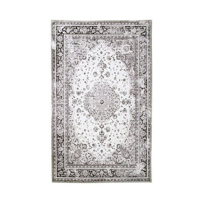 Tapis vintage noir et blanc à motifs traditionnels 160x230 cm FEZ PIER IMPORT