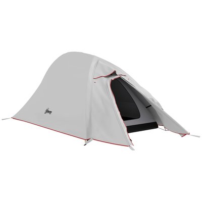 Tente de camping 1-2 pers. double toit étanchéité 2000 mm sac gris OUTSUNNY