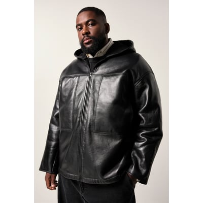 Veste cuir capuche La Redoute
