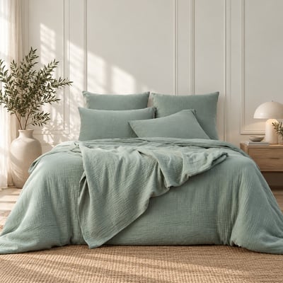 Parure + taies 65x65 gaze de coton CARLA FEBRONIE
