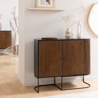 Petit buffet arrondi en bois de manguier et métal  YSÉ MADE IN MEUBLES 