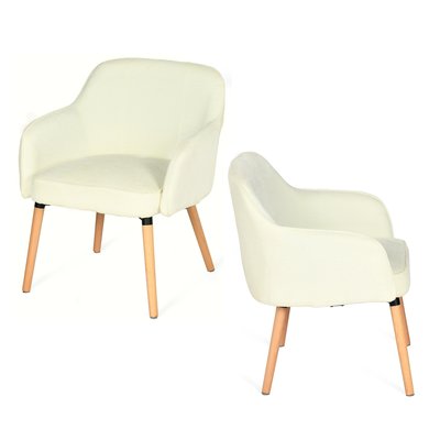 Lot de 2 fauteuil relax en Chenille et bois de hêtre style scandinave, MARRIAM MEUBLES COSY