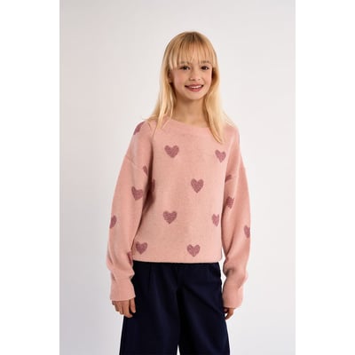 Pull en maille, imprimé cœurs MOLLY BRACKEN GIRL