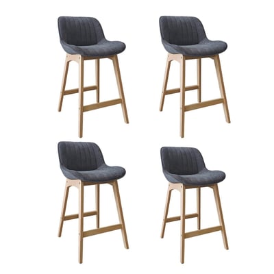 Lot de chaises de bar en chêne et tissu velours côtelé H65cm NORDEN MOB IN